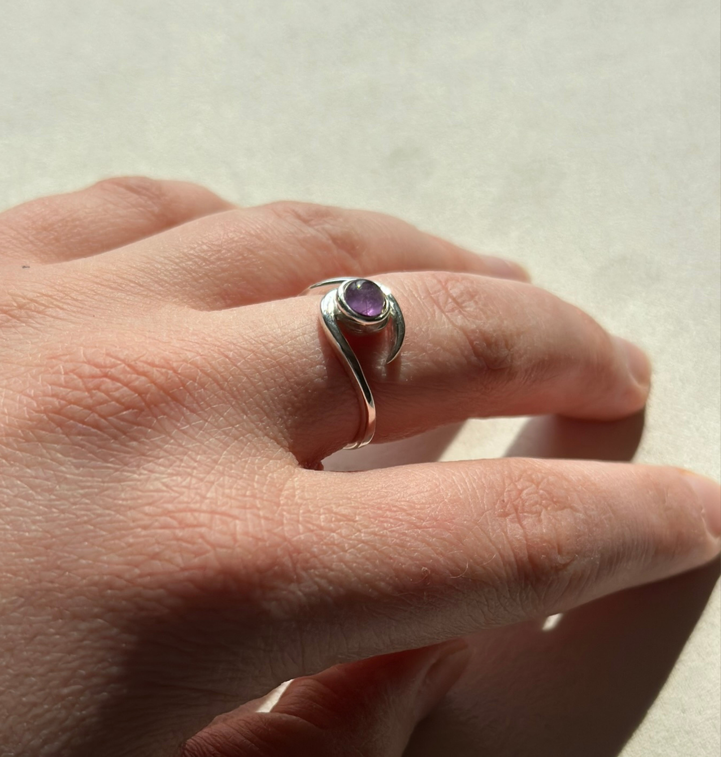 Ring Edelstein Amethyst (rund) verstellbar