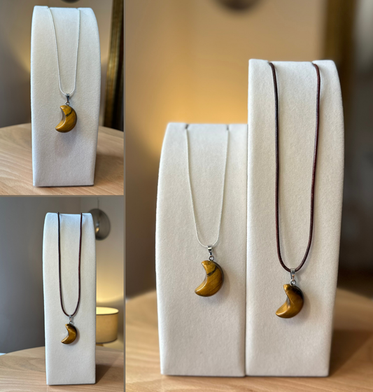 Kette Edelsteinanhänger Tiegerauge Symbol Mond