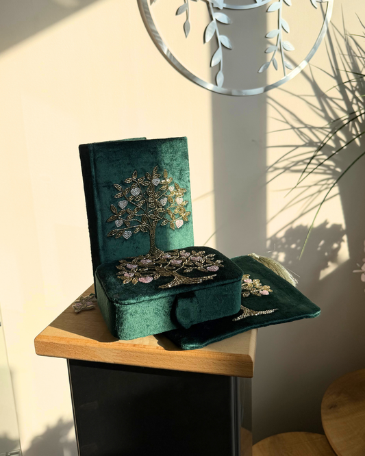 Samt-Bundle Lebensbaum – Grün | 3-teilig