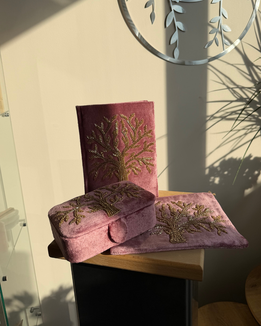 Samt-Bundle Lebensbaum – Rosa | 3-teilig