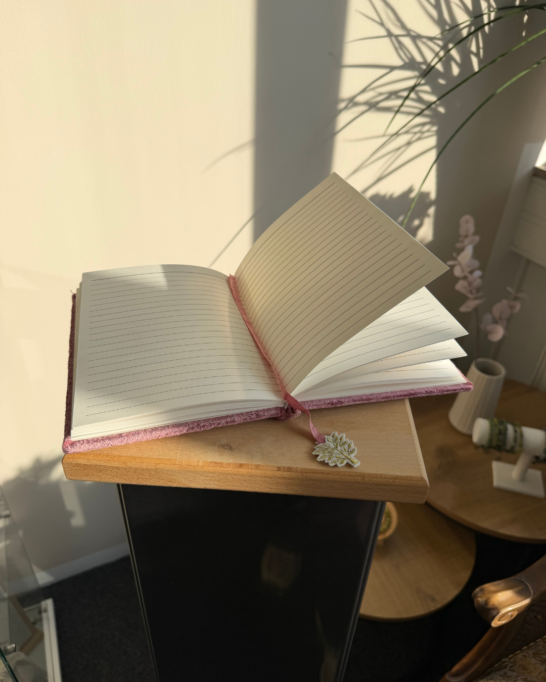 Samt-Notizbuch Lebensbaum – Rosa
