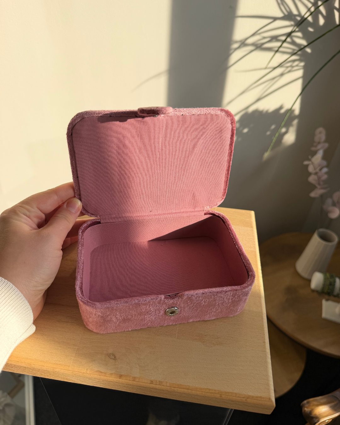 Samt-Schatulle Lebensbaum – Rosa