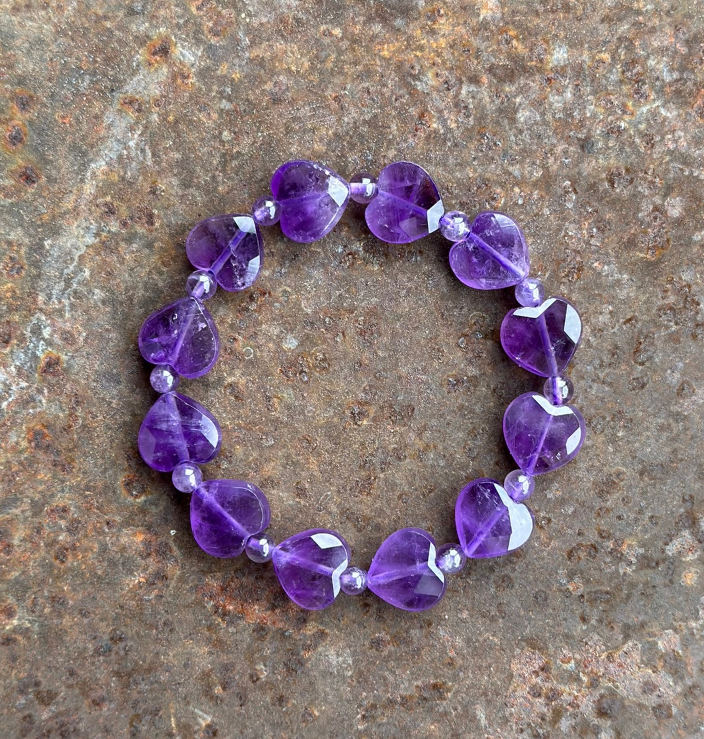 Herz-Perlen-Armband Amethyst