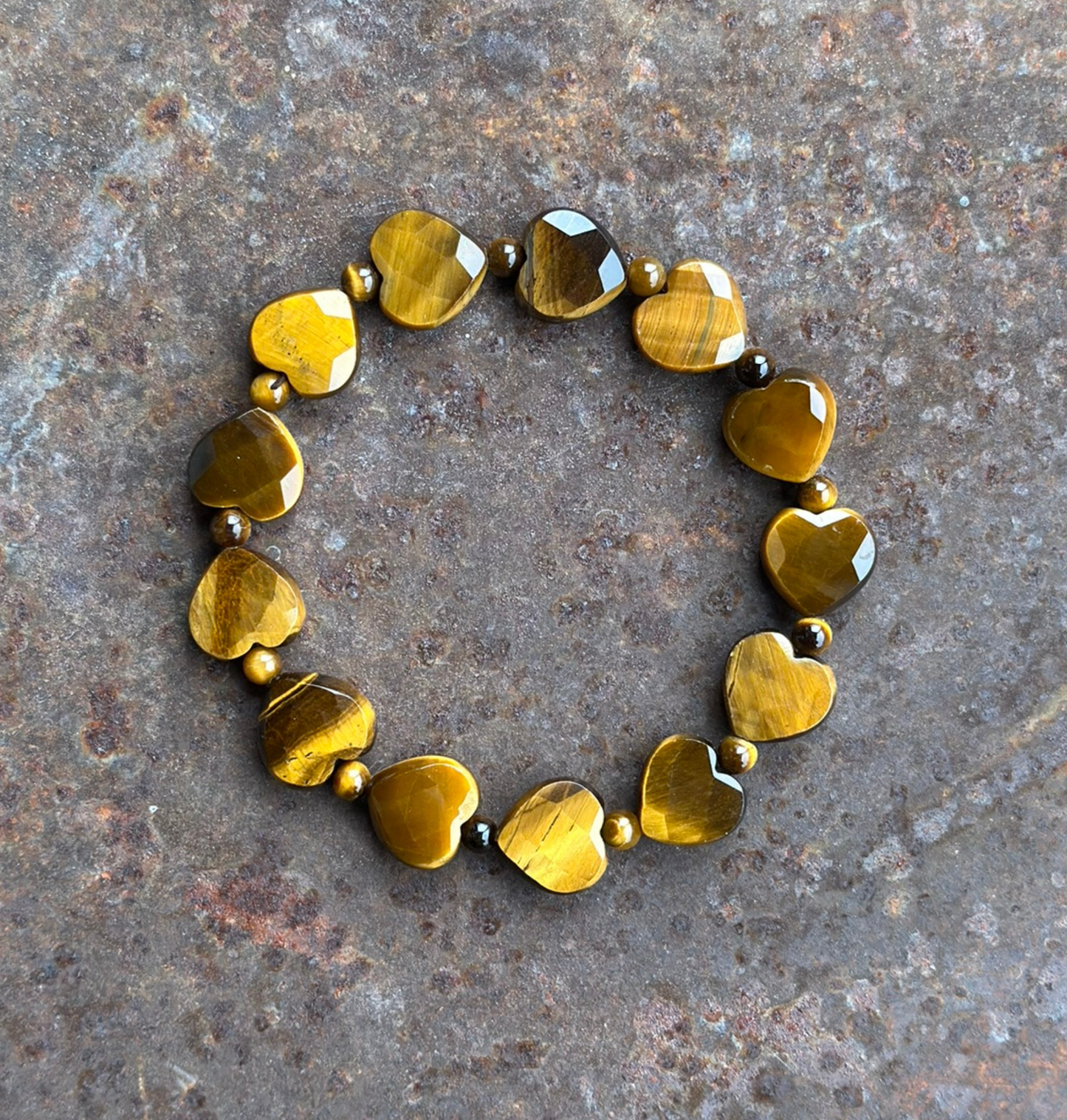Herz-Perlen-Armband Tigerauge