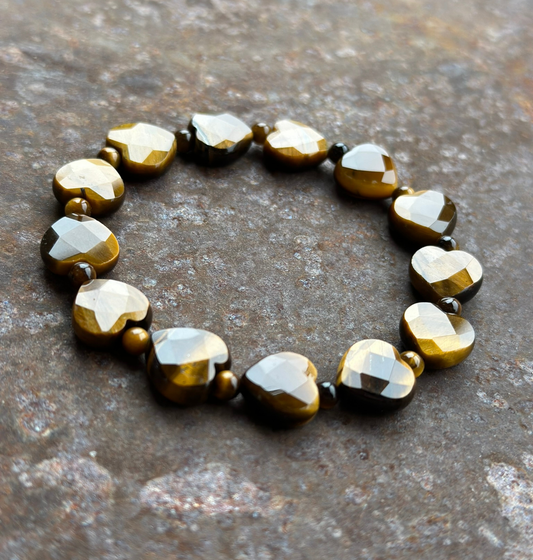 Herz-Perlen-Armband Tigerauge