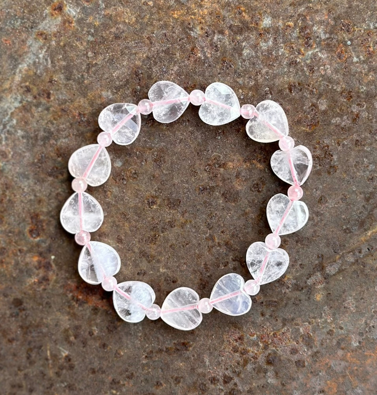 Herz-Perlen-Armband Rosenquarz
