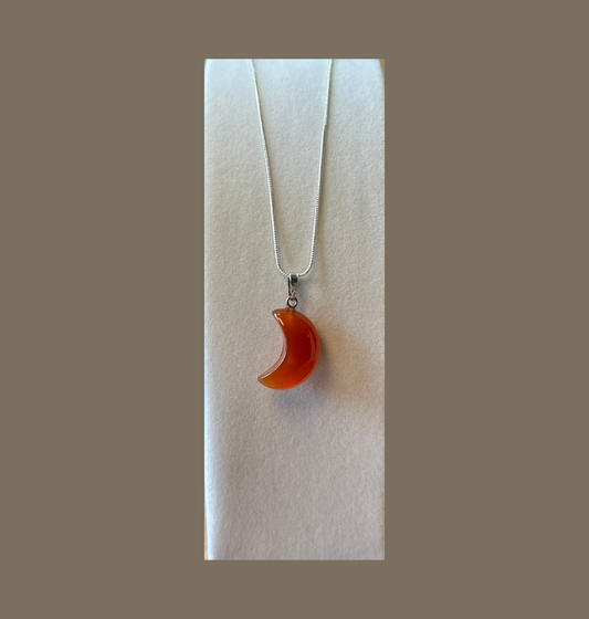 Kette Edelsteinanhänger Karneol Symbol Mond