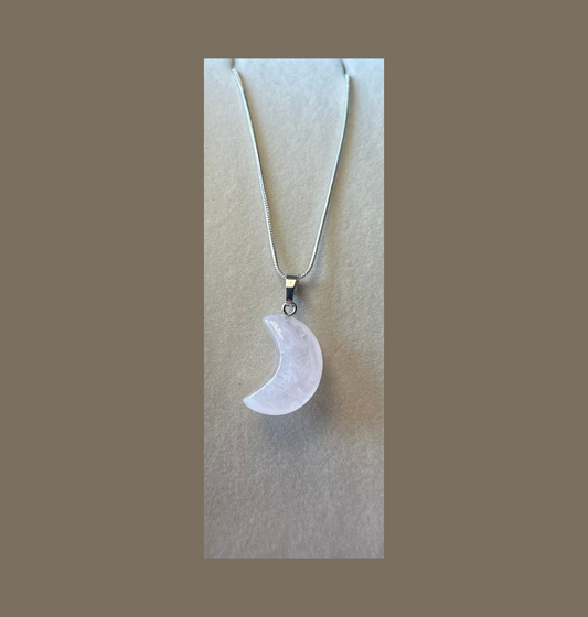 Kette Edelsteinanhänger Rosenquarz Symbol Mond