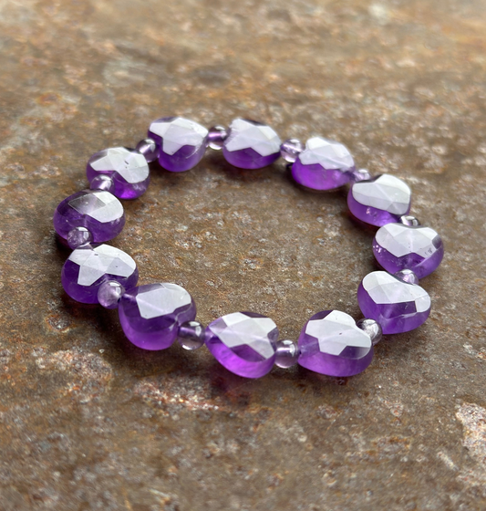Herz-Perlen-Armband Amethyst