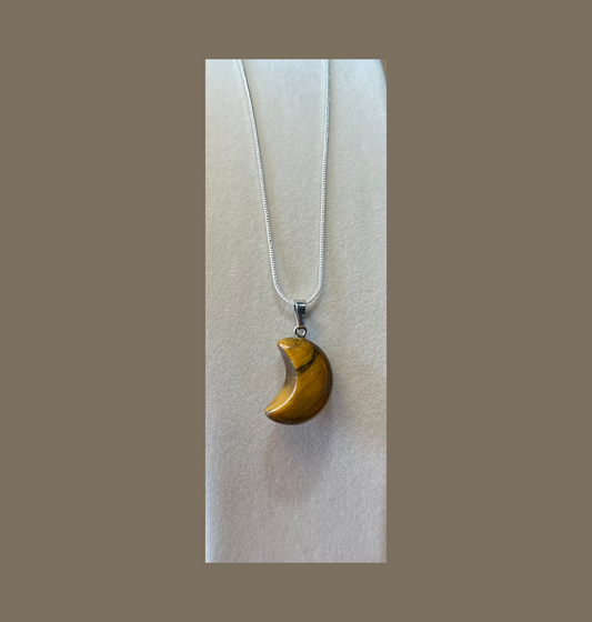 Kette Edelsteinanhänger Tiegerauge Symbol Mond