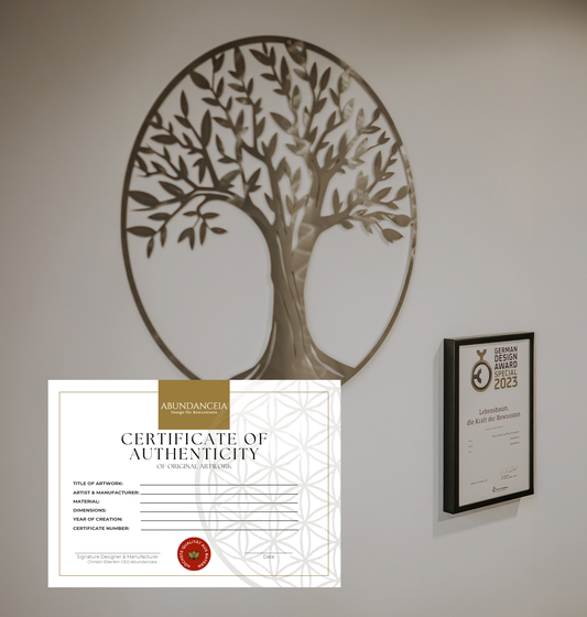 Lebensbaum Edelstahl-Wanddekor Ø 50 cm – Gewinner des German Design Award – Symbol für Wachstum & Erdung