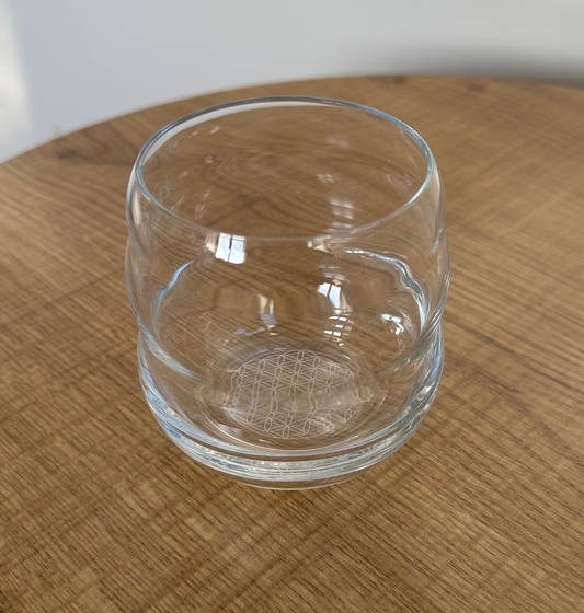 Vitalwasser-Trinkglas MYTHOS mit BDL weiß graviert