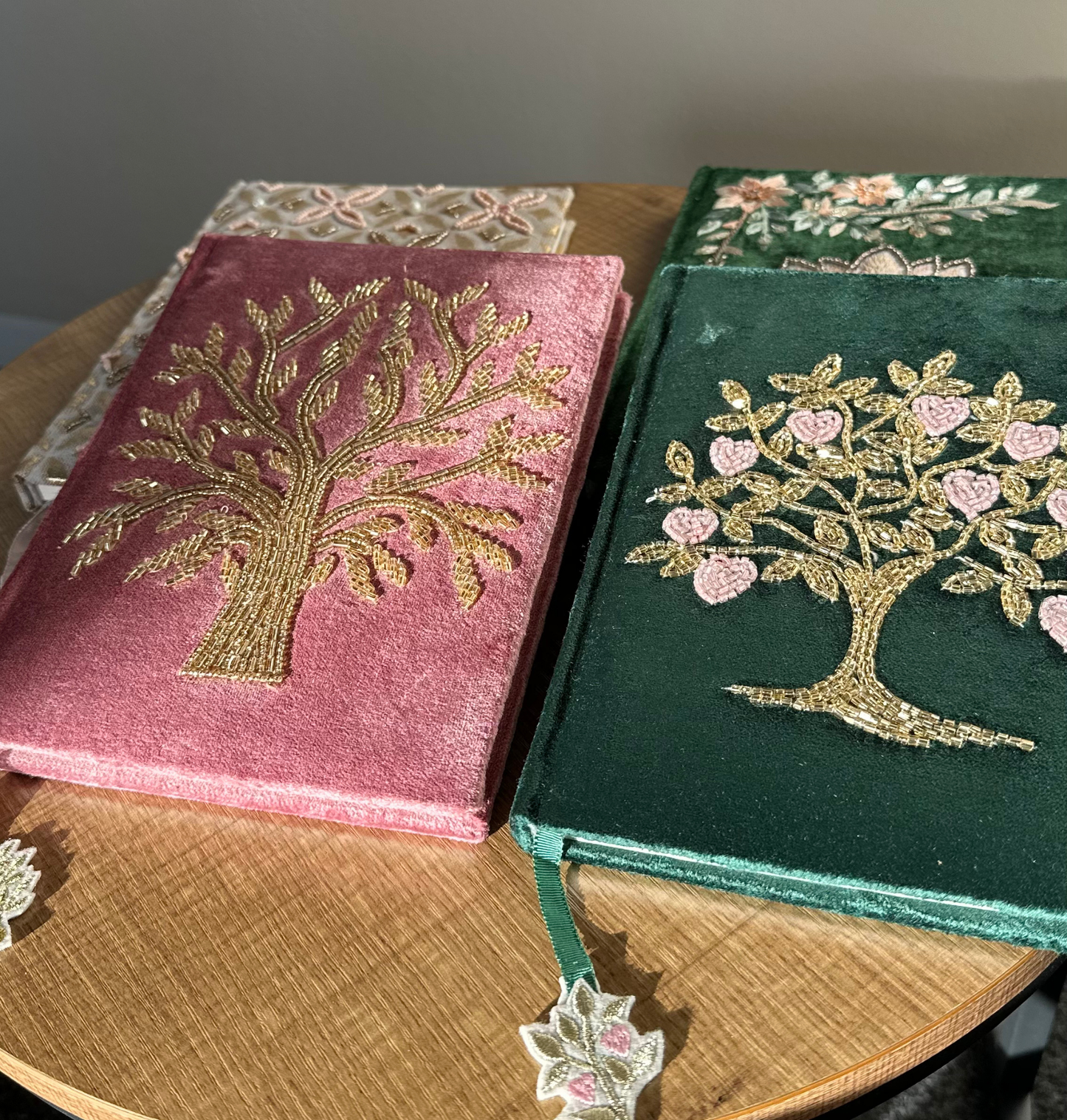 Samt-Notizbücher– Lebensbaum, Lotusblüte & Lebensblume