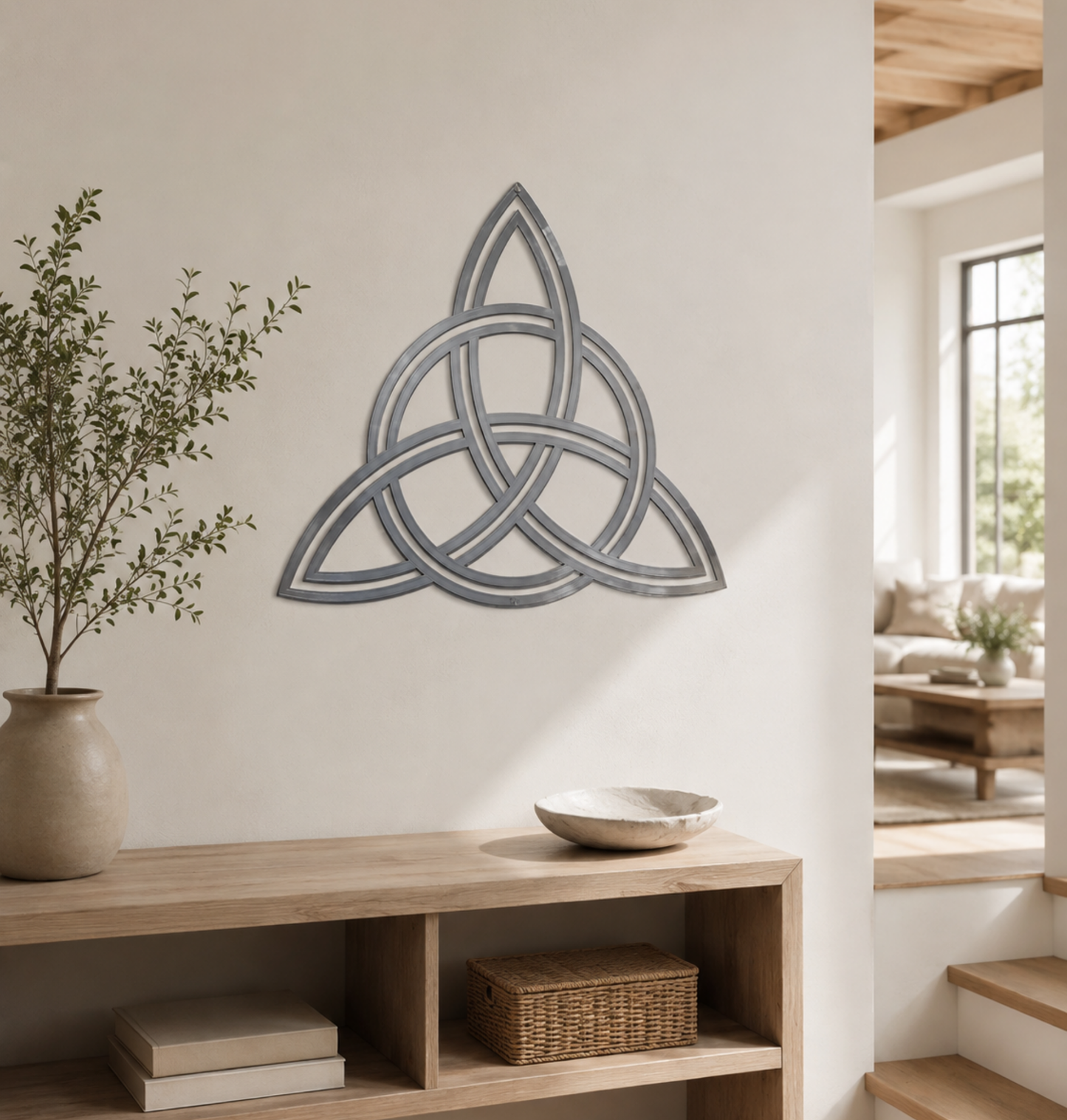 Trinity Keltischer Knoten Wanddekor aus Edelstahl Ø 1,20 m   | Abundanceia