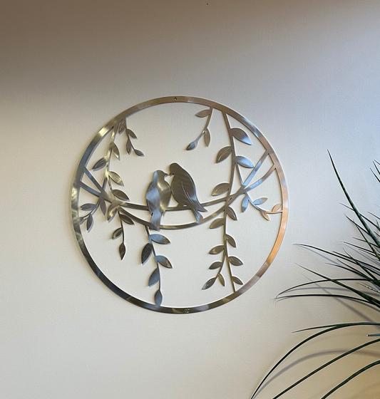 Birds Freedom – Edelstahl-Wanddekor Ø 57 cm