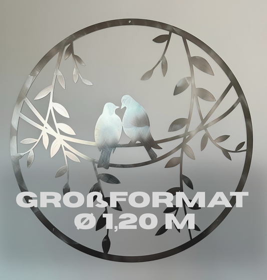 Birds Freedom – Großformat Ø 1,20 m aus Edelstahl