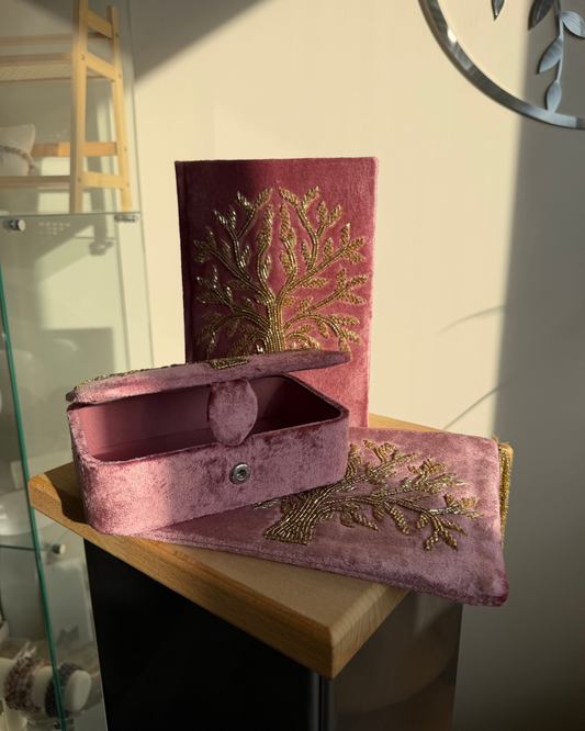Samt-Bundle Lebensbaum – Rosa | 3-teilig
