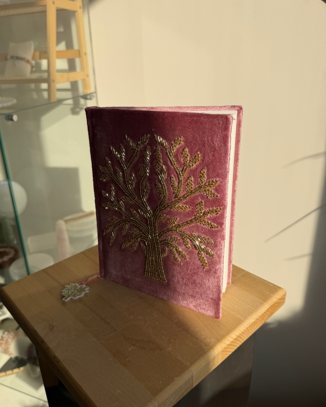Samt-Notizbuch Lebensbaum – Rosa