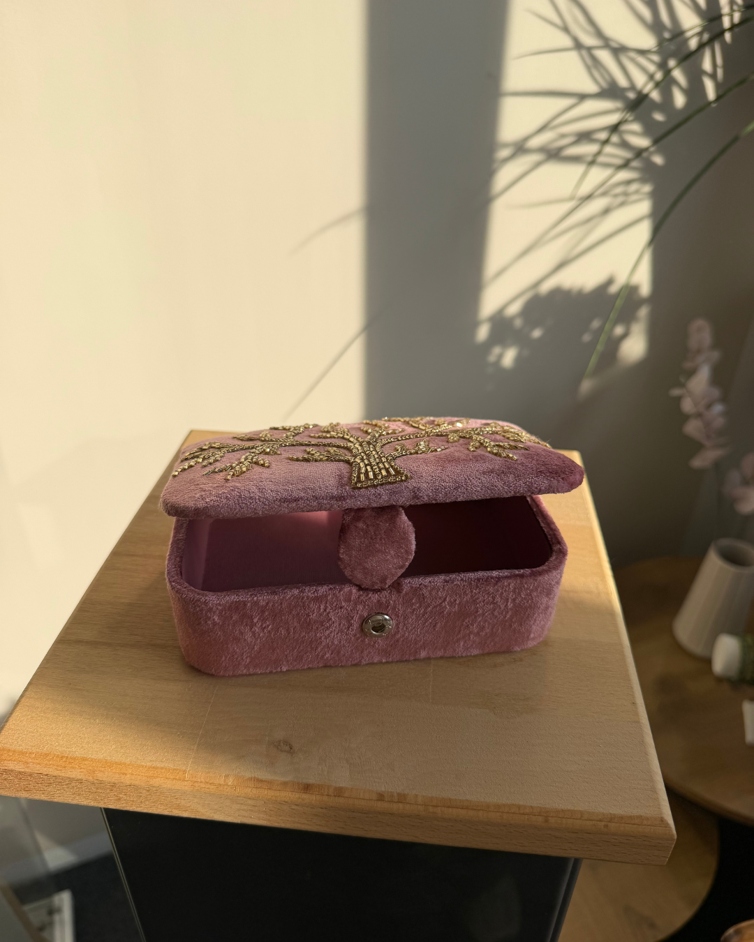 Samt-Schatulle Lebensbaum – Rosa