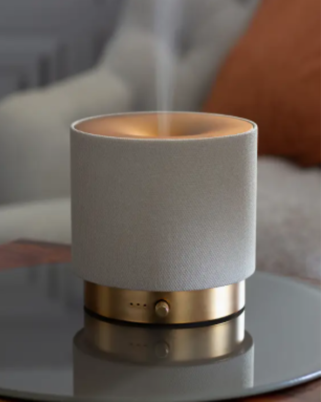 MIRA USB Aroma Diffuser – Stoffbezug in Steinfarbe