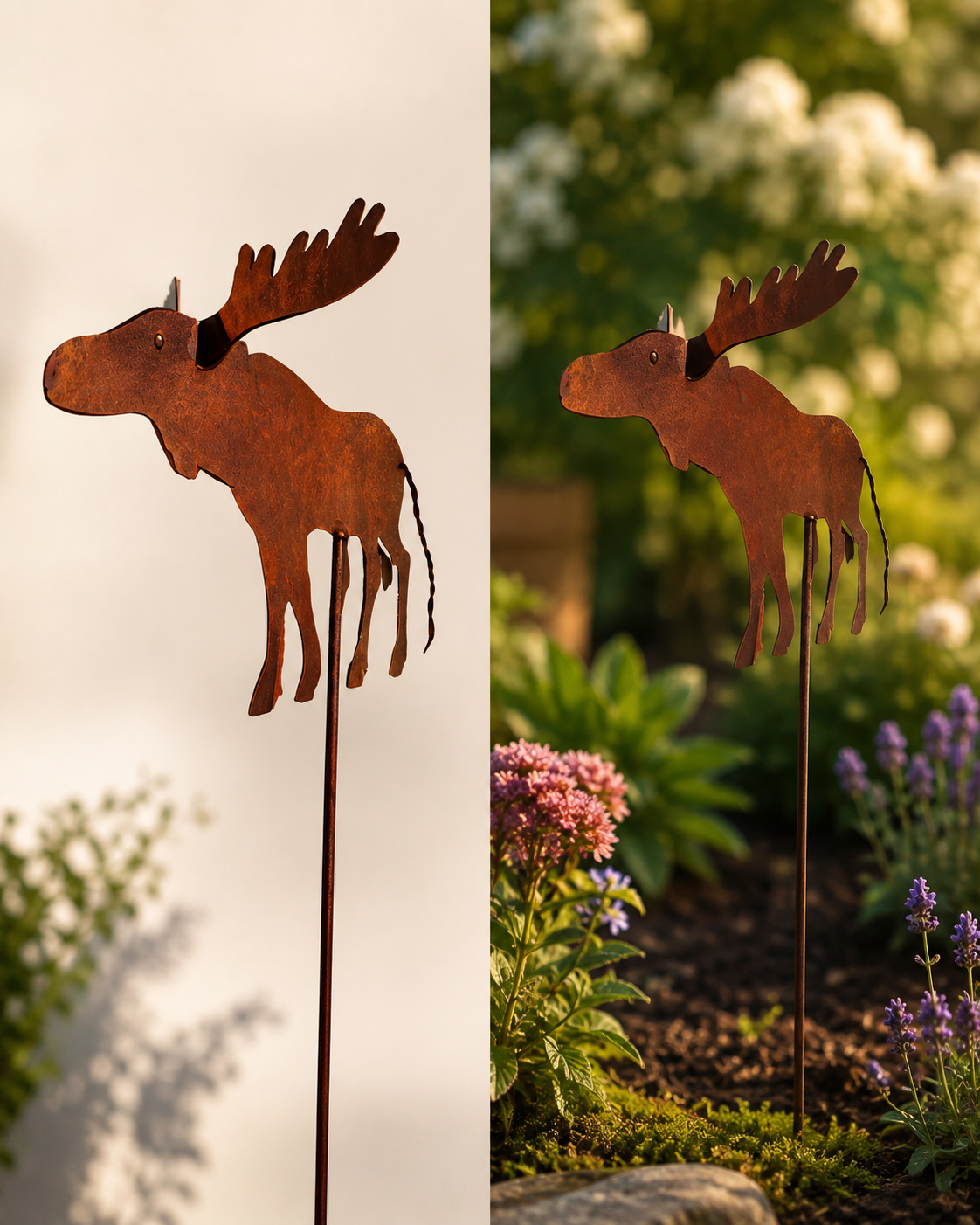 Elch Gartenstecker (rostender Stahl) | Abundanceia