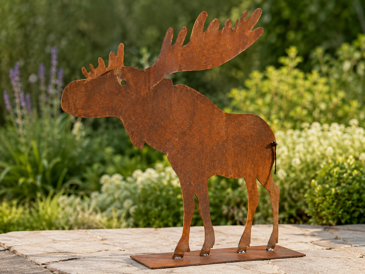 Elch stehend aus rostendem Stahl – Gartendekoration | Abundanceia