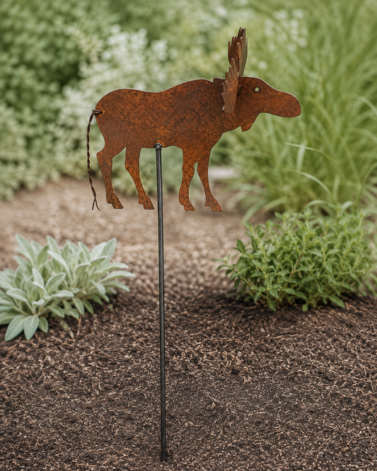 Elch Gartenstecker – rostender Stahl | Abundanceia