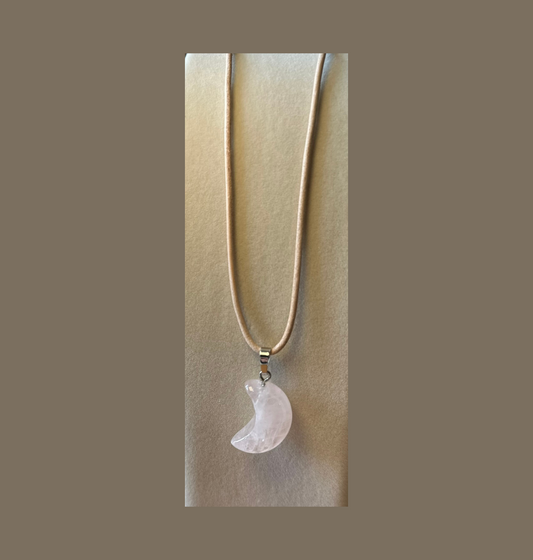 Kette Edelsteinanhänger Rosenquarz Symbol Mond