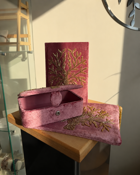 Samt-Bundle Lebensbaum – Rosa | 3-teilig