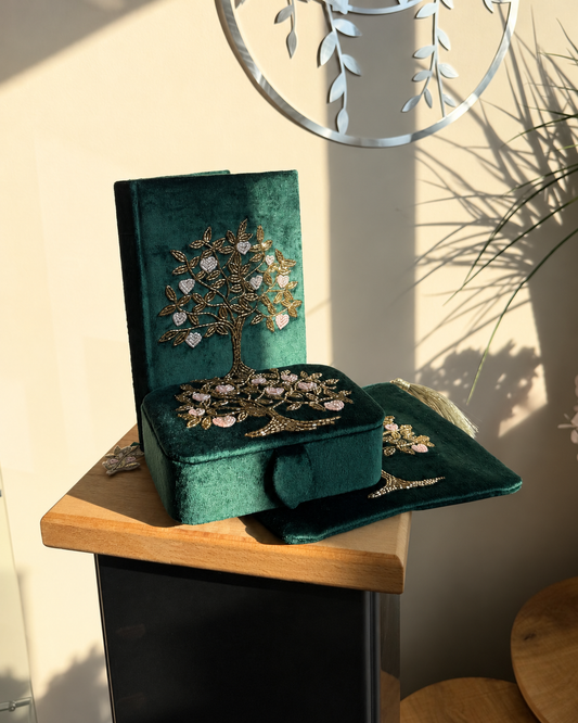 Samt-Bundle Lebensbaum – Grün | 3-teilig